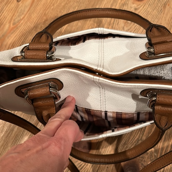 Tignanello leather mini tote white with black and brown. - Picture 7 of 14